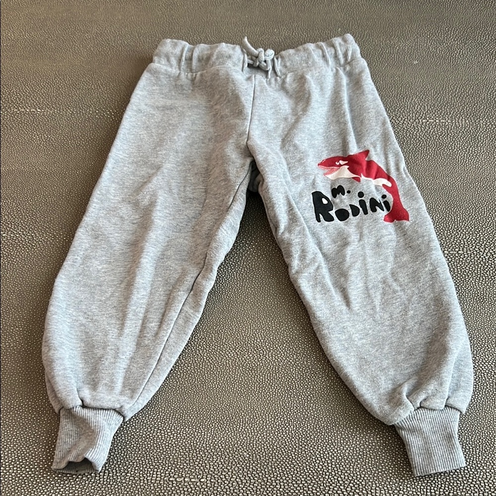 Mini Rodini Gray Kids Whale Joggers 2/3 EUC